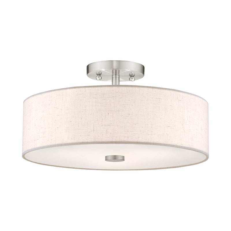 Livex Lighting 52135-91 Meridian 3 Light Brushed Nickel Ceiling Mount - Image 1
